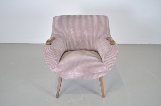 Vintage Zegge Sessel Cocktail Rippensessel rosa