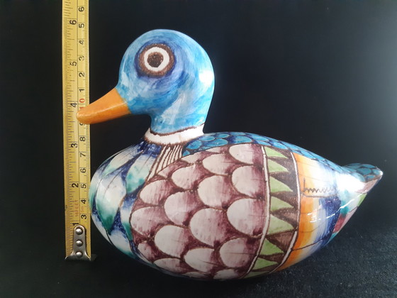 Image 1 of Romano Innocenti Handgemalte Italienische Keramik Ente Figur