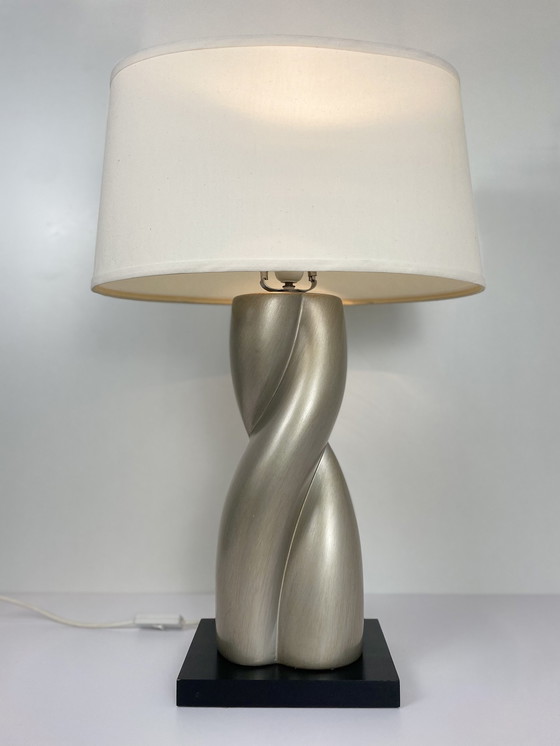 Image 1 of 2 x Swirl Design / Spirale gedrehte Lampen Set Silber Chrom