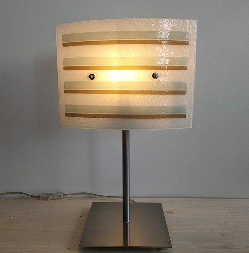 Außergewöhnliche Glasplatten für Tischlampen aus den 1980er und 90er Jahren ("Roboterlampe").