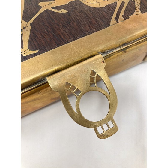 Image 1 of Vintage Spielkartenbox aus Messing und exotischem Holz