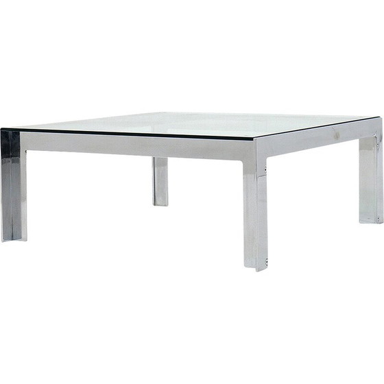 Image 1 of Vintage Couchtisch aus Stahl und Glas von Alberto Rosselli für Saporiti, 1970er Jahre