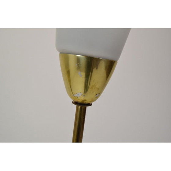 Image 1 of Vintage Art Deco Stehlampe aus Messing und Opalglas, Tschechoslowakei 1940