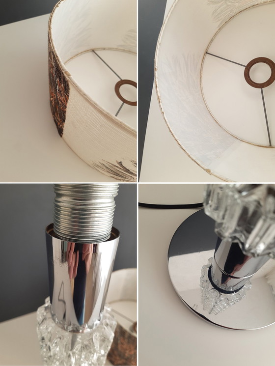 Image 1 of Richard Essig Tischlampe mit Chrom und Kristall und Original-Lampenschirm