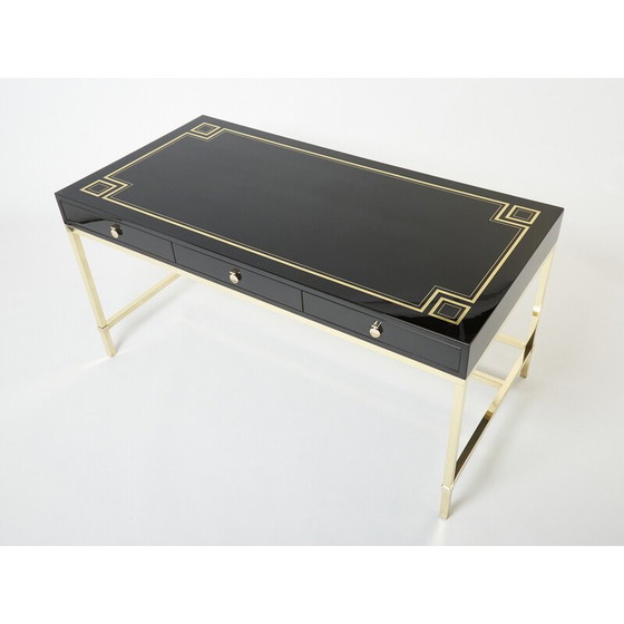 Image 1 of Vintage-Schreibtisch in schwarzem Lack von Guy Lefevre für Maison Jansen, 1970