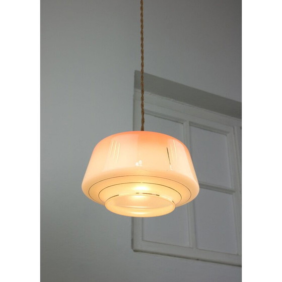 Image 1 of Lachsfarbene Pendelleuchte aus Glas und Messing