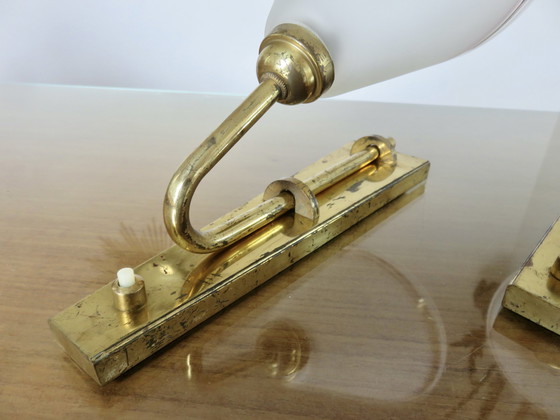 Image 1 of 2 Wandlampen, Jugendstil, Bronze vergoldet, Frankreich, 1930er Jahre