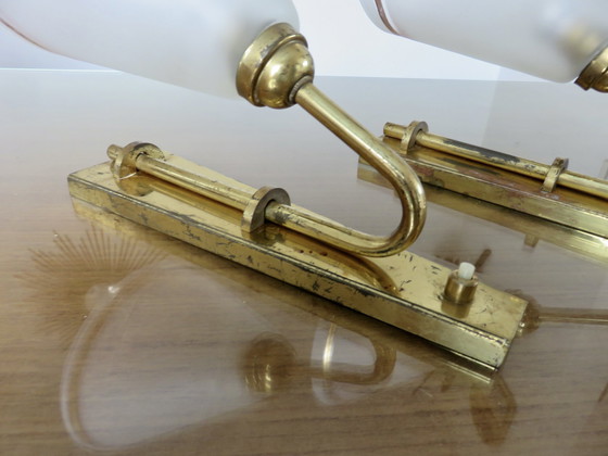 Image 1 of 2 Wandlampen, Jugendstil, Bronze vergoldet, Frankreich, 1930er Jahre