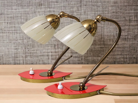 Image 1 of 2x Mid Century Nachttischlampen, 1950er Jahre