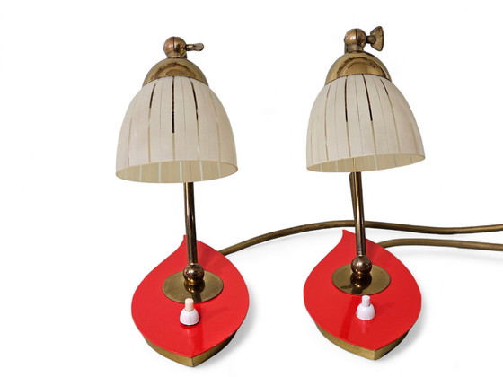 Image 1 of 2x Mid Century Nachttischlampen, 1950er Jahre