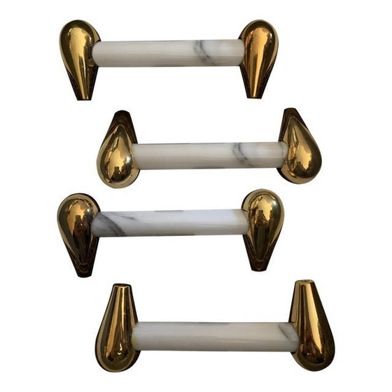 Image 1 of 4er-Set handgefertigter grauer und weißer Marmor "Carrara" Italien, 1970