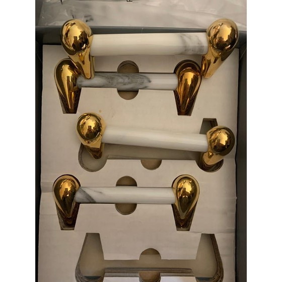 Image 1 of 4er-Set handgefertigter grauer und weißer Marmor "Carrara" Italien, 1970