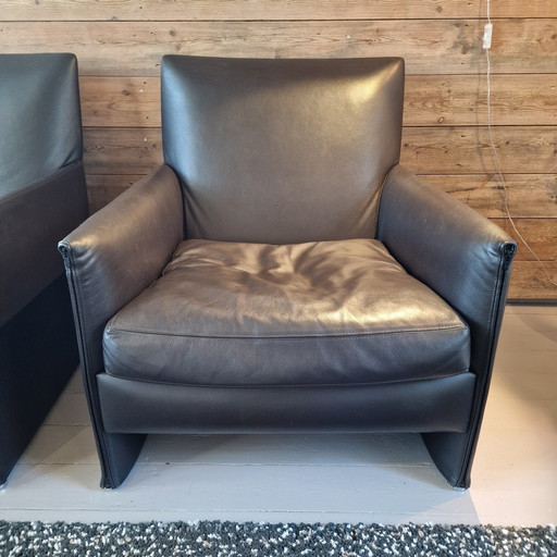 Minotti Taormina Braunes Leder, Satz von 2