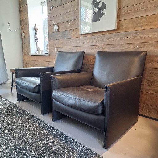 Minotti Taormina Braunes Leder, Satz von 2
