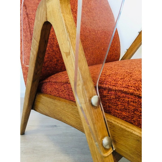 Image 1 of Paar orangefarbene Vintage-Sessel mit Kunststoffarmlehnen von Tatra Nabytok, 1960