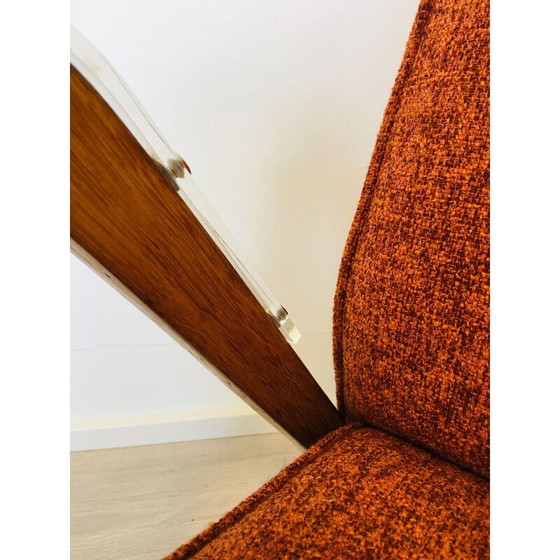 Image 1 of Paar orangefarbene Vintage-Sessel mit Kunststoffarmlehnen von Tatra Nabytok, 1960