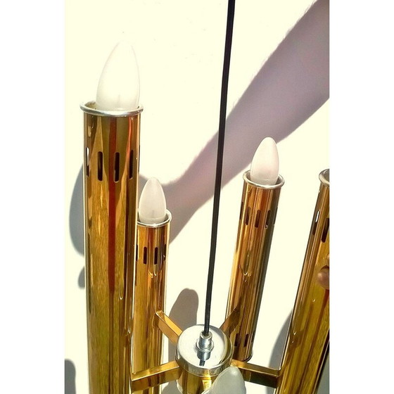 Image 1 of Vintage Hängelampe aus Messing von Oscar Torlasco - 1970er