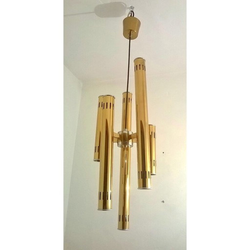 Vintage Hängelampe aus Messing von Oscar Torlasco - 1970er