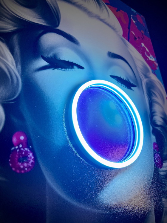 Image 1 of LedMansion Marilyn Monroe Blau Bobble PopArt Kunst -LED-Lampe