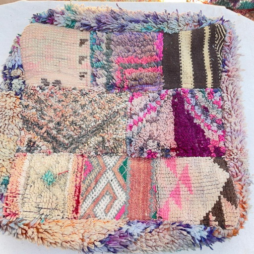 Patchwork Berber Pouf, marokkanisches Sitzkissen