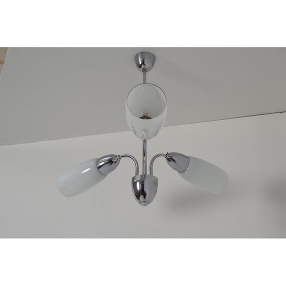 Image 1 of Kronleuchter aus Chromglas von Elektroinstala Decin, Tschechoslowakei 1970