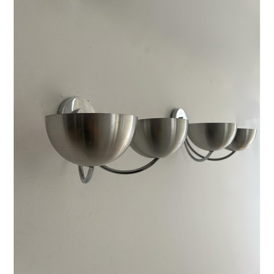 Image 1 of Paar Wandleuchten aus gebürstetem Aluminium, Frankreich 1970