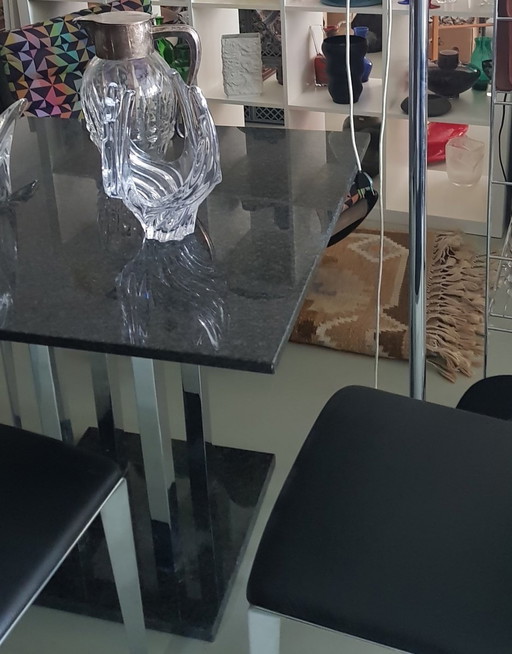 Granittisch mit Chrombeinen, 1990S