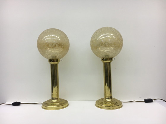 Image 1 of 2x Mid-century Design XL Globe Tischlampen, 1970er Jahre