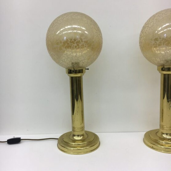 Image 1 of 2x Mid-century Design XL Globe Tischlampen, 1970er Jahre