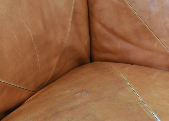 Image 1 of Mario Marenco Tan Leder Sofa von Arflex, Italien - um 1970