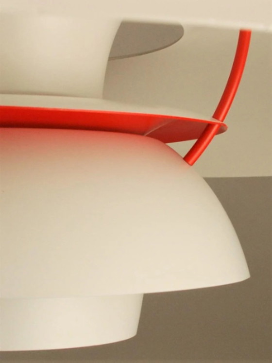 Image 1 of 2er Set Vintage Louis Poulsen Hängelampe | Weg von Weiß mit Orange