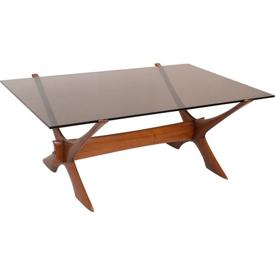 Image 1 of Vintage Teakholz Couchtisch "Condor" mit Rauchglas von Fredrik Schriever-Abeln für Örebro, Schweden 1960