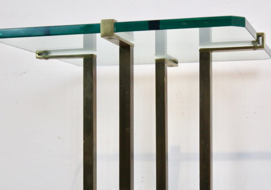 Image 1 of Minimalistischer Peter Ghyczy Sockeltisch aus Messing und Glas