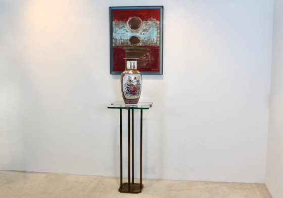 Image 1 of Minimalistischer Peter Ghyczy Sockeltisch aus Messing und Glas