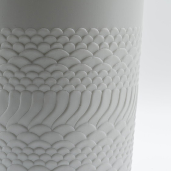 Image 1 of Seltene Manfred Frey Ak Kaiser Biskuit Porzellan Natur Relief Op Art Vase Duo Mcm