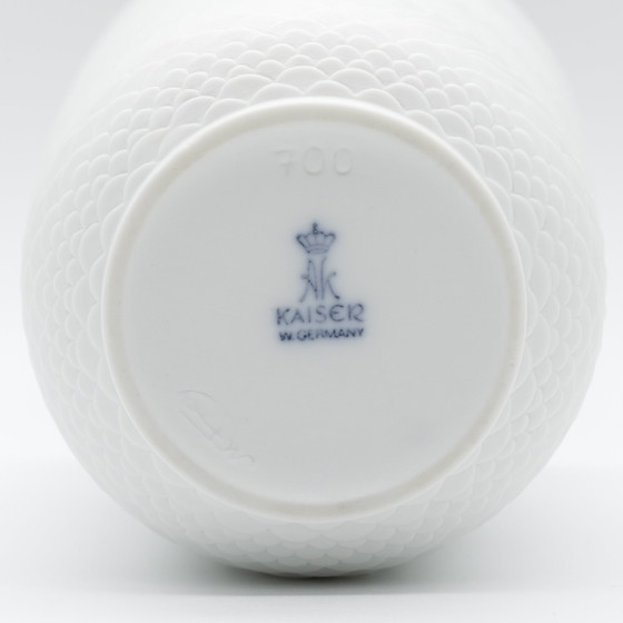 Image 1 of Seltene Manfred Frey Ak Kaiser Biskuit Porzellan Natur Relief Op Art Vase Duo Mcm