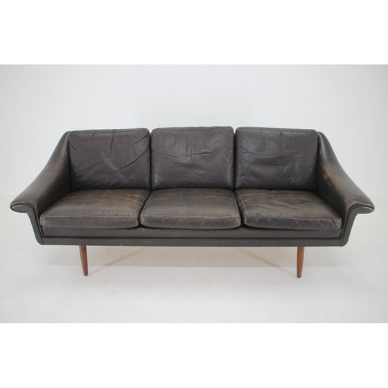 Image 1 of Vintage 3-Sitzer Ledersofa, Dänemark 1960