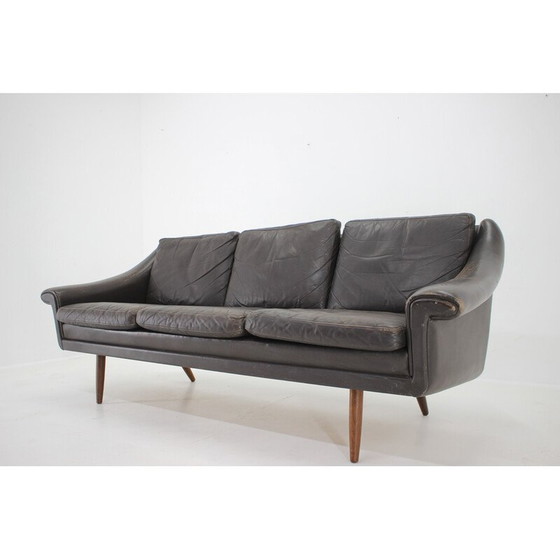 Image 1 of Vintage 3-Sitzer Ledersofa, Dänemark 1960