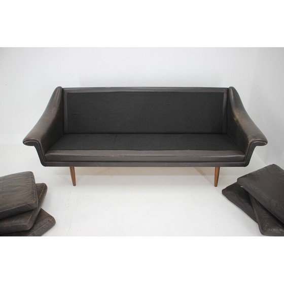 Image 1 of Vintage 3-Sitzer Ledersofa, Dänemark 1960