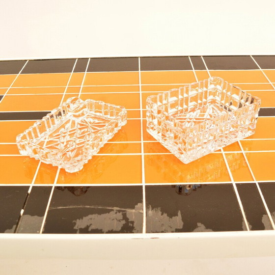 Image 1 of Vintage Aschenbecher aus Kristall mit Zigarettenetui von Julia, Polen 1980er Jahre