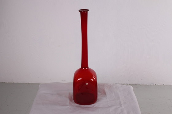 Image 1 of Alte italienische Empoli-Flasche aus rotem Glas, 1950er Jahre