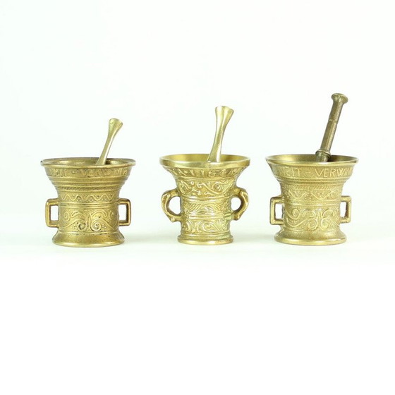 Image 1 of Satz von 3 Stößeln und Mörsern aus Messing, Tschechoslowakei 1940