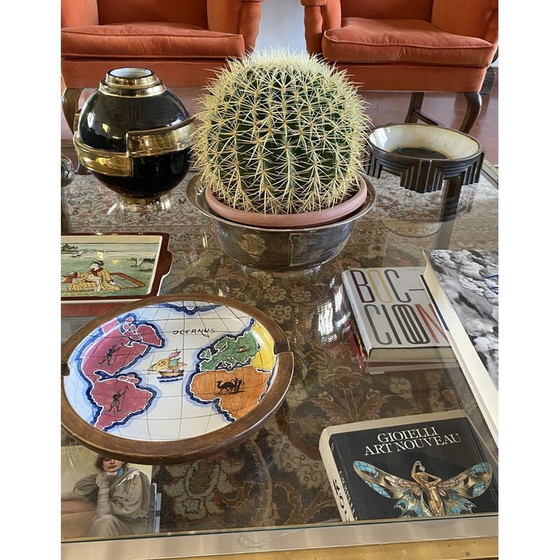 Image 1 of Vintage polychrome Keramik Weltkarte Catchall von Zaccagnini, Italien 1940er Jahre