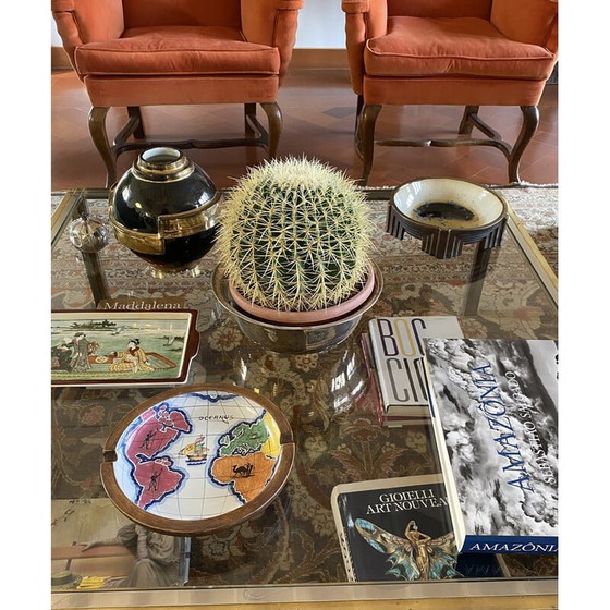 Image 1 of Vintage polychrome Keramik Weltkarte Catchall von Zaccagnini, Italien 1940er Jahre