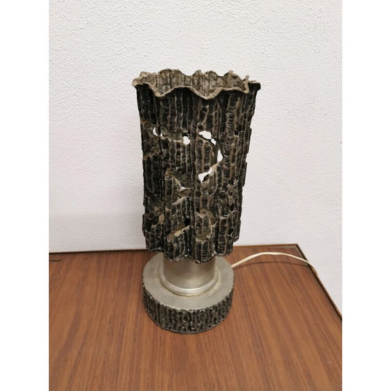 Image 1 of Brutalistische Lampe aus Zinn, Italien 1960