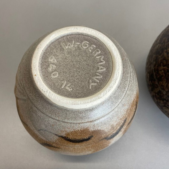 Image 1 of Paar mehrfarbige Vasen aus fetter Lava Op Art Keramik von Bay Ceramics, Deutschland 1970er