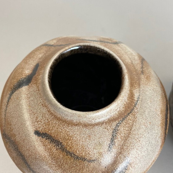 Image 1 of Paar mehrfarbige Vasen aus fetter Lava Op Art Keramik von Bay Ceramics, Deutschland 1970er