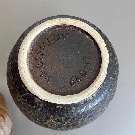 Image 1 of Paar mehrfarbige Vasen aus fetter Lava Op Art Keramik von Bay Ceramics, Deutschland 1970er