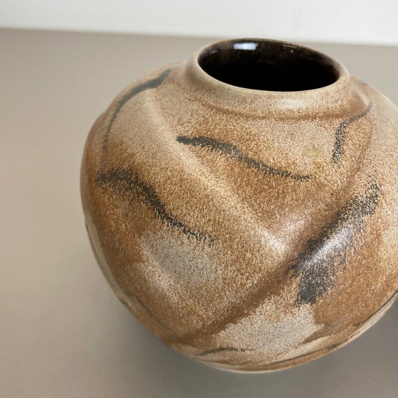 Image 1 of Paar mehrfarbige Vasen aus fetter Lava Op Art Keramik von Bay Ceramics, Deutschland 1970er
