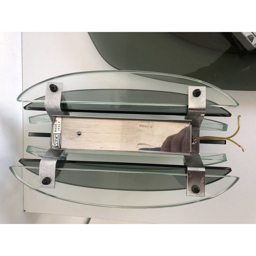 Vintage Spiegel Veca mit 2 Wandlampen, Italien